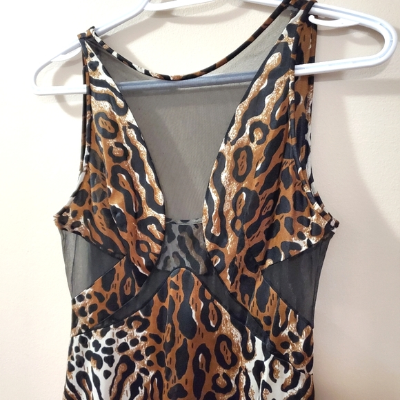 Vintage Linda Lingerie - Sexy sheer cutout panel leopard print negligee - Size S - Picture 5 of 7